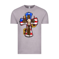 Vintage Zinc american flag cross cow skull sunflowers Vintage Tee - RanaPortraitStore