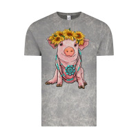 Cloud Rock sunflower pig with gemstone Vintage Tee - RanaPortraitStore