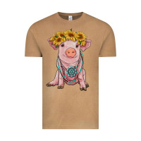 Vintage Camel sunflower pig with gemstone Vintage Tee - RanaPortraitStore
