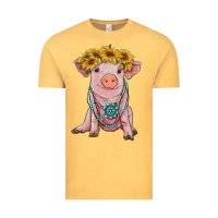 Vintage Mustard sunflower pig with gemstone Vintage Tee - RanaPortraitStore