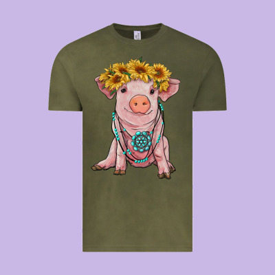 Sunflower Pig With Gemstone Vintage Tee Designed By Ranaportraitstore