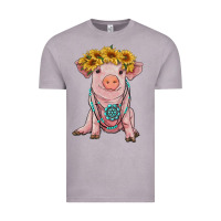 Vintage Zinc sunflower pig with gemstone Vintage Tee - RanaPortraitStore