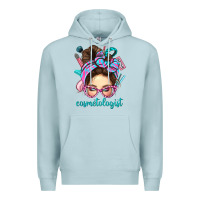 Blue Mist Messy Bun Cosmetologist Bbs Premium Hoodie - BundleAndBundleShop