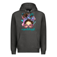 Charcoal Heather Messy Bun Cosmetologist Bbs Premium Hoodie - BundleAndBundleShop