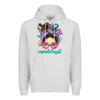 Dove Grey Messy Bun Cosmetologist Bbs Premium Hoodie - BundleAndBundleShop