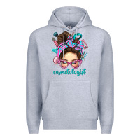 Heather Grey Messy Bun Cosmetologist Bbs Premium Hoodie - BundleAndBundleShop