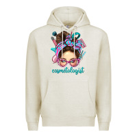 Oatmeal Heather Messy Bun Cosmetologist Bbs Premium Hoodie - BundleAndBundleShop