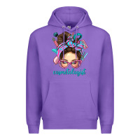 Purple Messy Bun Cosmetologist Bbs Premium Hoodie - BundleAndBundleShop