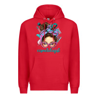 Red Messy Bun Cosmetologist Bbs Premium Hoodie - BundleAndBundleShop