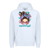 White Messy Bun Cosmetologist Bbs Premium Hoodie - BundleAndBundleShop