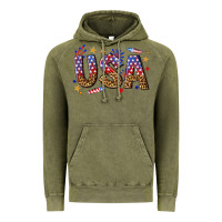 Vintage Olive usa 4th of july bw Vintage Hoodie - texasbilliewilder