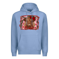 Colony Blue be mine highland cow Premium Hoodie - AdoDesignShop