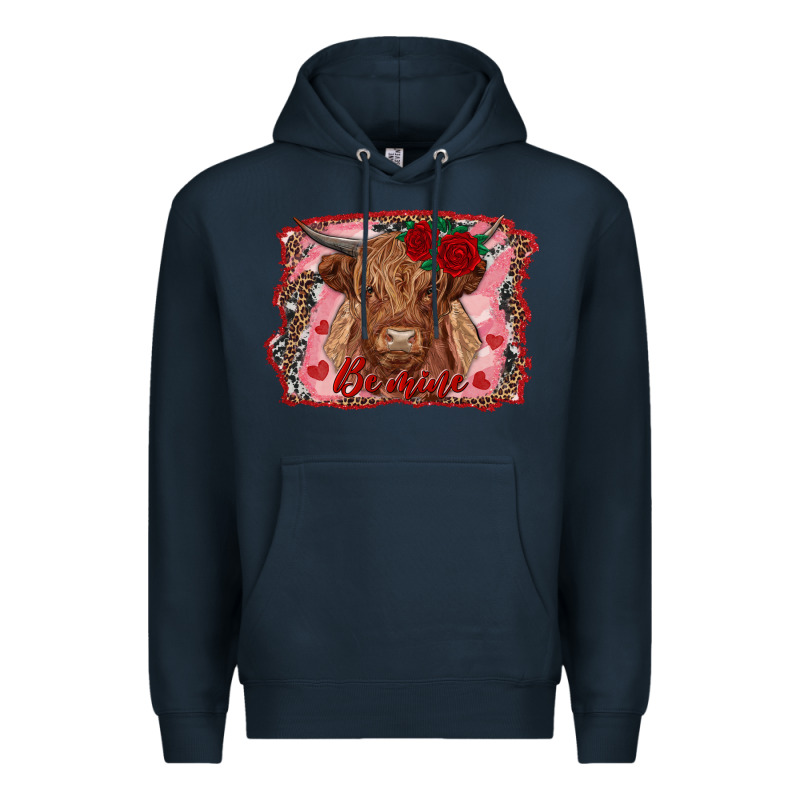 Be Mine Highland Cow Premium Hoodie by AdoDesignShop | Teevron