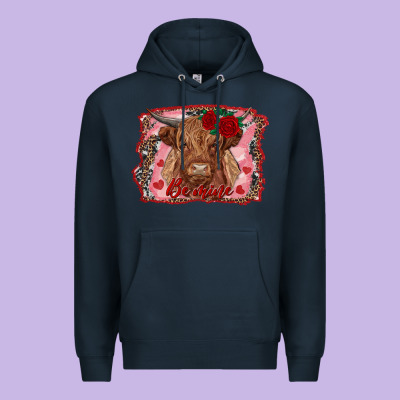 Be Mine Highland Cow Premium Hoodie Designed By Adodesignshop