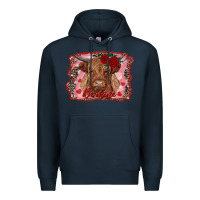 Navy be mine highland cow Premium Hoodie - AdoDesignShop
