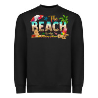 Black the beach is my happy place Heavyweight Sweatshirt - texasbilliewilder