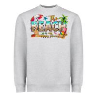 Heather Grey the beach is my happy place Heavyweight Sweatshirt - texasbilliewilder