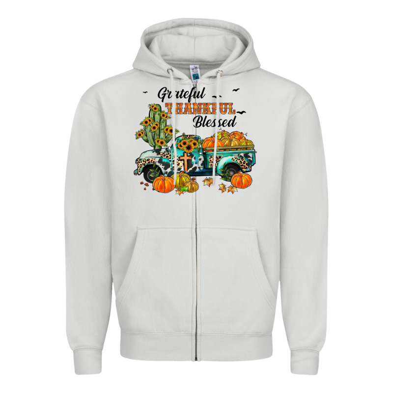Grateful Thankful Blessed Zipper Hoodie by JahusDesignShop | Teevron