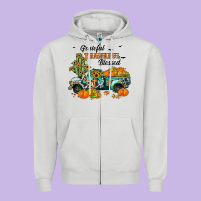Grateful Thankful Blessed Zipper Hoodie Designed By Jahusdesignshop