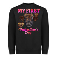 Black my first valentine's day highland calf Heavyweight Sweatshirt - RanaPortraitStore