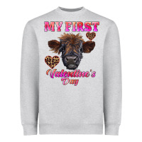 My First Valentine's Day Highland Calf Heavyweight Sweatshirt | Teevron