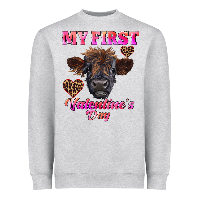 My First Valentine's Day Highland Calf Heavyweight Sweatshirt by RanaPortraitStore | Teevron