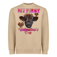 Mushroom my first valentine's day highland calf Heavyweight Sweatshirt - RanaPortraitStore