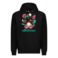 Black Esthetician Messy Bun With Pink Leopard Glasses Bbs Premium Hoodie - BundleAndBundleShop