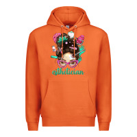 Carrot Esthetician Messy Bun With Pink Leopard Glasses Bbs Premium Hoodie - BundleAndBundleShop