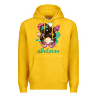 Lemon Esthetician Messy Bun With Pink Leopard Glasses Bbs Premium Hoodie - BundleAndBundleShop
