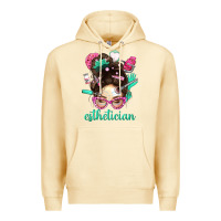 Pina Colada Esthetician Messy Bun With Pink Leopard Glasses Bbs Premium Hoodie - BundleAndBundleShop