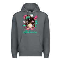 Rock Esthetician Messy Bun With Pink Leopard Glasses Bbs Premium Hoodie - BundleAndBundleShop