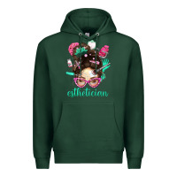 Sports Green Esthetician Messy Bun With Pink Leopard Glasses Bbs Premium Hoodie - BundleAndBundleShop
