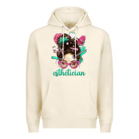 Tofu Esthetician Messy Bun With Pink Leopard Glasses Bbs Premium Hoodie - BundleAndBundleShop