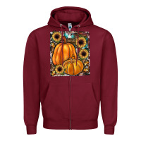 Burgundy sunflowers, pumpkin, cowhide, serape Zipper Hoodie - JahusDesignShop