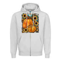 Dove Grey sunflowers, pumpkin, cowhide, serape Zipper Hoodie - JahusDesignShop