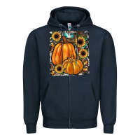 Navy sunflowers, pumpkin, cowhide, serape Zipper Hoodie - JahusDesignShop