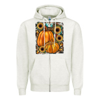 Oatmeal Heather sunflowers, pumpkin, cowhide, serape Zipper Hoodie - JahusDesignShop