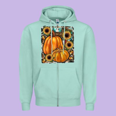 Sunflowers, Pumpkin, Cowhide, Serape Zipper Hoodie Designed By Jahusdesignshop