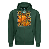 Sports Green sunflowers, pumpkin, cowhide, serape Zipper Hoodie - JahusDesignShop