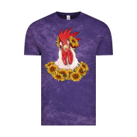 Cloud Purple rooster head with sunflowers Vintage Tee - RanaPortraitStore