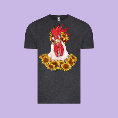 Rooster Head With Sunflowers Vintage Tee Designed By Ranaportraitstore