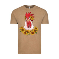 Vintage Coffee rooster head with sunflowers Vintage Tee - RanaPortraitStore