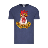 Vintage Denim rooster head with sunflowers Vintage Tee - RanaPortraitStore