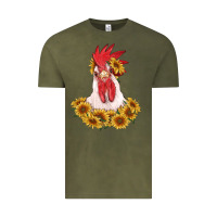 Vintage Olive rooster head with sunflowers Vintage Tee - RanaPortraitStore