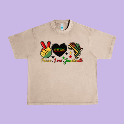 Peace Love Juneteenth 1865 Urban Heavy Tee Designed By Hra Design Shop
