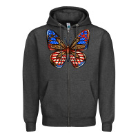 Charcoal Heather 4th of july butterfly Zipper Hoodie - BundleAndBundleShop