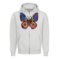 Dove Grey 4th of july butterfly Zipper Hoodie - BundleAndBundleShop