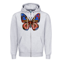 Heather Grey 4th of july butterfly Zipper Hoodie - BundleAndBundleShop