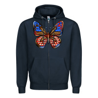 Navy 4th of july butterfly Zipper Hoodie - BundleAndBundleShop